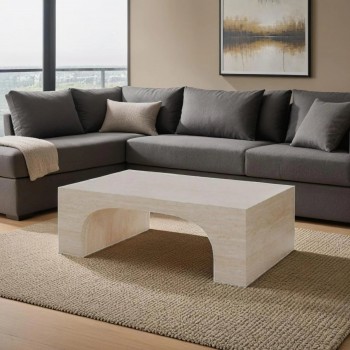 طاولة قهوة أسمنت هندسي مركب بديل الرخام - بيج مقاس 10.8*58*39.5 سم 