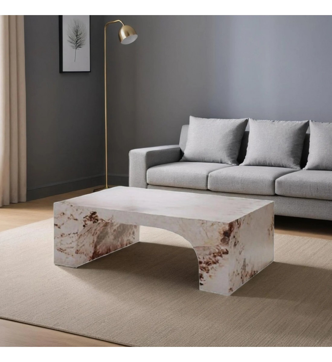 طاولة قهوة أسمنت هندسي مركب بديل الرخام - بيج وبني مقاس 106.8 *58*39.5 سم طاولة قهوة أسمنت هندسي مركب بديل الرخام - بيج وبني مقاس 106.8 *58*39.5 سم