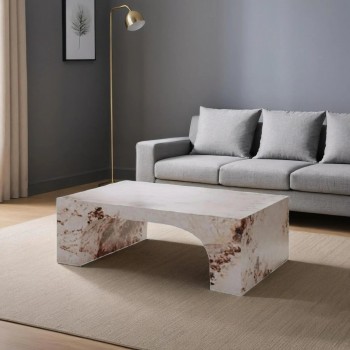 طاولة قهوة أسمنت هندسي مركب بديل الرخام - بيج وبني مقاس 106.8 *58*39.5 سم 