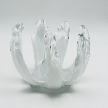 صحن ديكور زجاجي وحامل شموع 14×16×16سم 