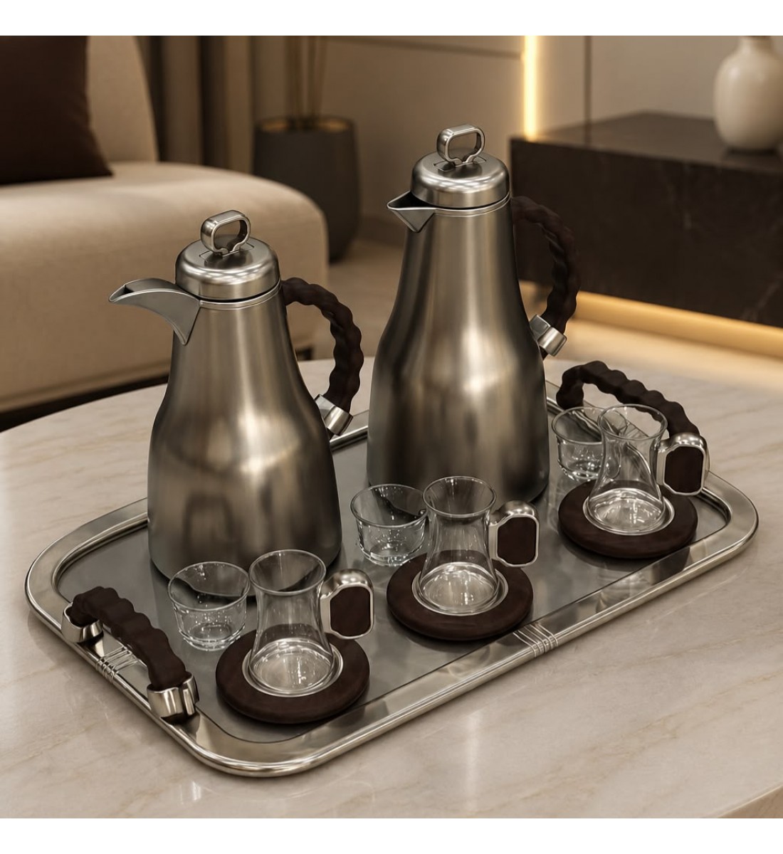 طقم ضيافة فاخر بتصميم عصري وأنيق21قطعه طقم ضيافة فاخر بتصميم عصري وأنيق21قطعه