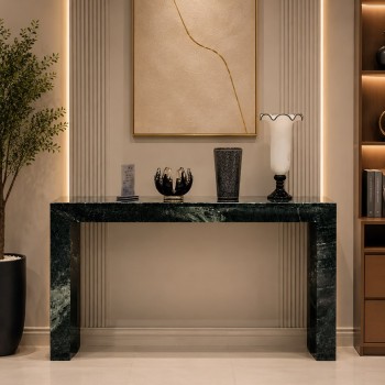  طاولة مدخل مصنوعة من الرخام الأخضر الهندي الطبيعي 35×140×90سم (منتج تفصيل )