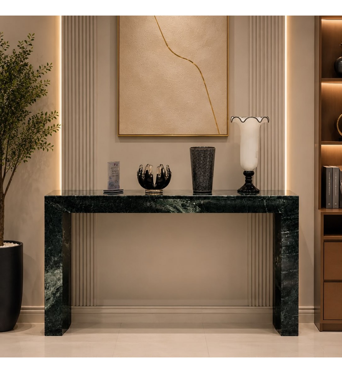 طاولة مدخل مصنوعة من الرخام الأخضر الهندي الطبيعي 35×140×90سم (منتج تفصيل ) طاولة مدخل مصنوعة من الرخام الأخضر الهندي الطبيعي 35×140×90سم (منتج تفصيل )