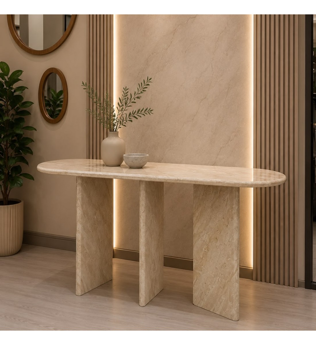 طاولة مدخل بتصميم عصري فاخر، مصنوعة بالكامل من رخام دانوا رويال الطبيعي، 35×150×85سم (منتج تفصيل ) طاولة مدخل بتصميم عصري فاخر، مصنوعة بالكامل من رخام دانوا رويال الطبيعي، 35×150×85سم (منتج تفصيل )