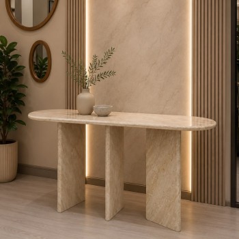 طاولة مدخل بتصميم عصري فاخر، مصنوعة بالكامل من رخام دانوا رويال الطبيعي، 35×150×85سم (منتج تفصيل ) طاولة مدخل بتصميم عصري فاخر، مصنوعة بالكامل من رخام دانوا رويال الطبيعي، 35×150×85سم (منتج تفصيل )