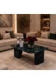 طاولة وسط فاخرة بتصميم عصري راقٍ، مصنوعة بالكامل من الرخام الأخضر اليوناني الطبيعي  45×120×70سم (منتج تفصيل )
