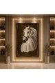 لوحة جدارية فنية فاخرة بتصميم مستطيل طولي، تجمع بين الرسم اليدوي والسطح العاكس 100×200سم اطار بني لوحة جدارية فنية فاخرة بتصميم مستطيل طولي، تجمع بين الرسم اليدوي والسطح العاكس 100×200سم اطار بني