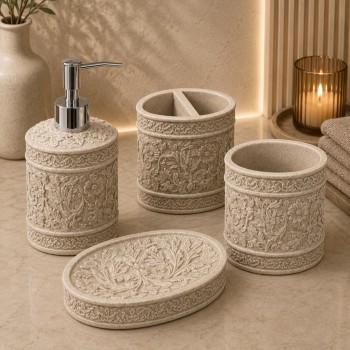 طقم إكسسوارات حمام أنيق بتصميم عصري فاخر،