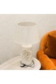 أباجورة طاولة ديكورية بتصميم أنيق وفاخر، تتكوّن من قاعدة خزفية بلون أبيض لامع 67×30×30سم أباجورة طاولة ديكورية بتصميم أنيق وفاخر، تتكوّن من قاعدة خزفية بلون أبيض لامع 67×30×30سم