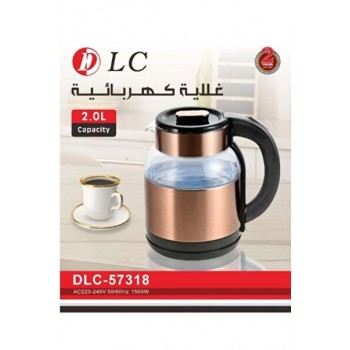 غلاية كهربائية DLC سعة 2 لتر زجاجية بتصميم أنيق – 1500 واط