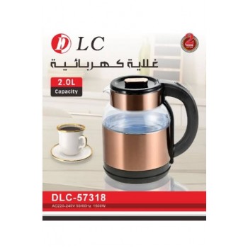 غلاية كهربائية DLC سعة 2 لتر زجاجية بتصميم أنيق – 1500 واط