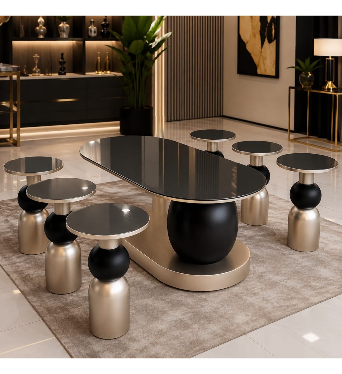 طقم طاولة قهوة مع طاولات جانبية بتصميم عصري فاخر 7 قطع (منتج تفصيل) طقم طاولة قهوة مع طاولات جانبية بتصميم عصري فاخر 7 قطع (منتج تفصيل)