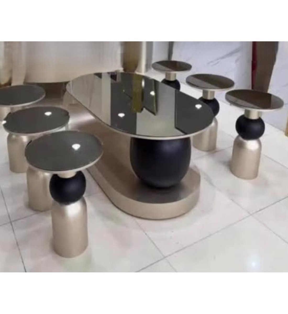 طقم طاولة قهوة مع طاولات جانبية بتصميم عصري فاخر 7 قطع (منتج تفصيل) طقم طاولة قهوة مع طاولات جانبية بتصميم عصري فاخر 7 قطع (منتج تفصيل)