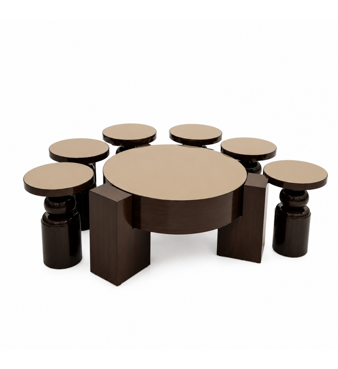 طقم طاولة قهوة مع طاولات جانبية بتصميم عصري فاخر 7 قطع (منتج تفصيل) طقم طاولة قهوة مع طاولات جانبية بتصميم عصري فاخر 7 قطع (منتج تفصيل)