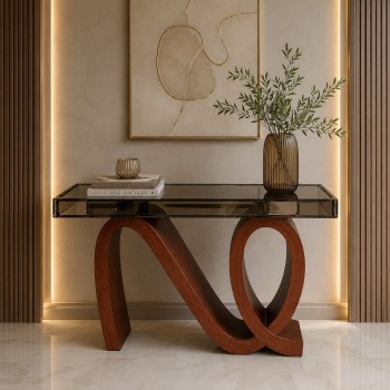 طاولة كونسول أنيقة بتصميم عصري فاخر  سطح مرايا زجاج مقاس 140×35×95سم (منتج تفصيل)