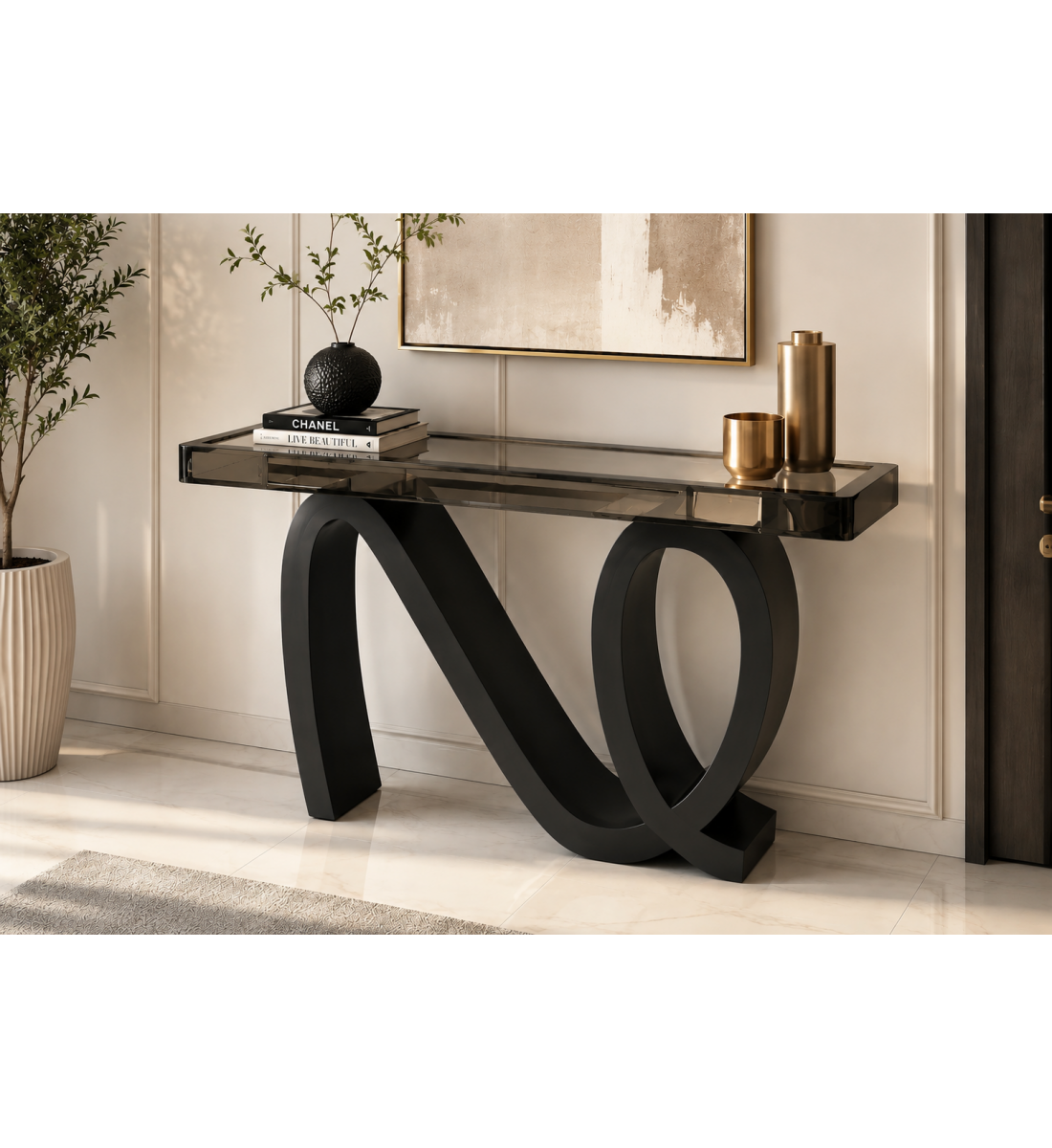 طاولة كونسول أنيقة بتصميم عصري فاخر سطح مرايا زجاج مقاس 140×35×95سم (منتج تفصيل) طاولة كونسول أنيقة بتصميم عصري فاخر سطح مرايا زجاج مقاس 140×35×95سم (منتج تفصيل)