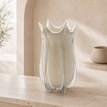 فازه ديكوري زجاجي فاخر انيق30×13×15سم