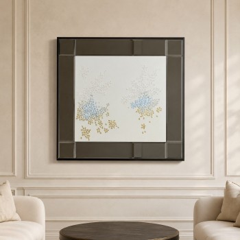 لوحة جدارية مرايا  فنية مستطيلة بتصميم زخرفي بارز  110×120سم (منتج تفصيل)