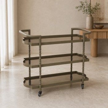 عربية تقديم زجاج جوانب حديد 3دور 110×40×90سم 