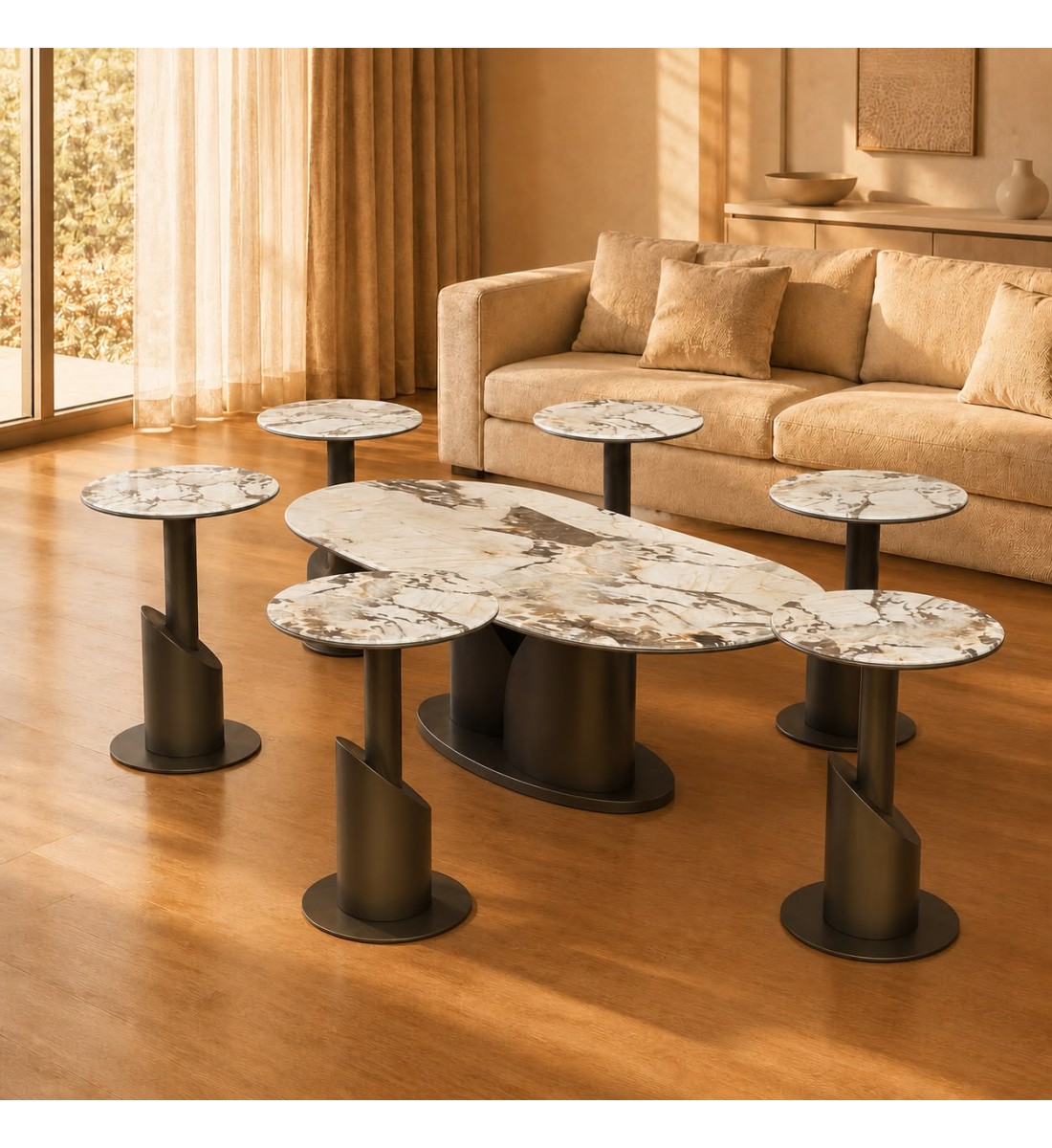 طقم طاولات بتصميم عصري فاخر 7قطع طقم طاولات بتصميم عصري فاخر 7قطع