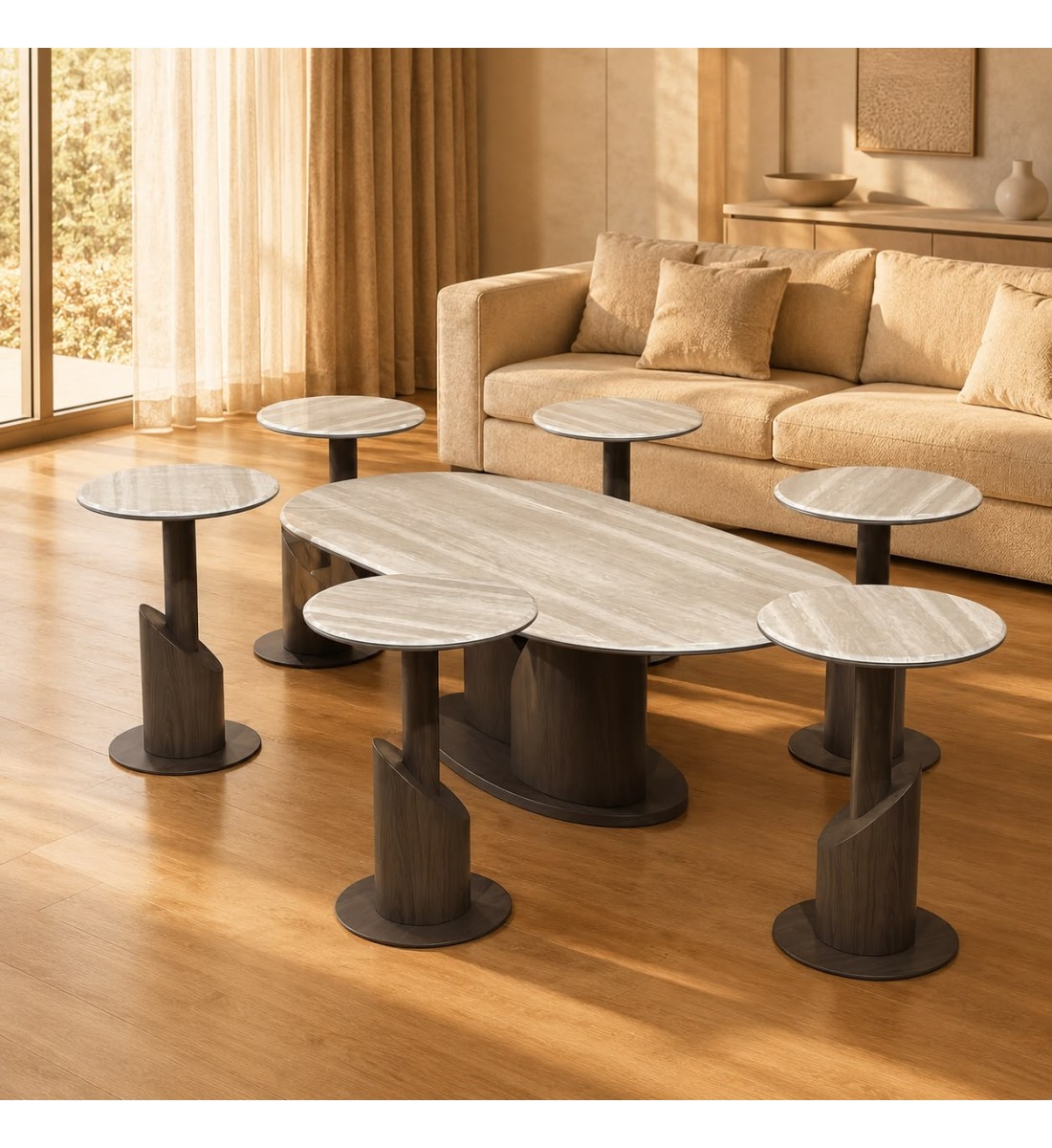 طقم طاولات بتصميم عصري فاخر 7قطع طقم طاولات بتصميم عصري فاخر 7قطع