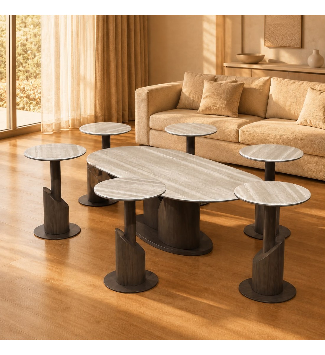 طقم طاولات بتصميم عصري فاخر 7قطع طقم طاولات بتصميم عصري فاخر 7قطع
