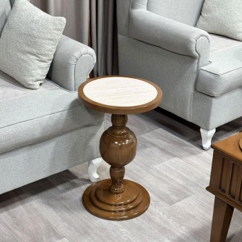 طاولة خدمة جانبية سطح بديل رخام وخشب مقاس 35*35*55 سم طاولة خدمة جانبية سطح بديل رخام وخشب مقاس 35*35*55 سم