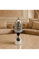 مبخرة ديكورية أنيقة بتصميم فاخر يجمع بين المعدن اللامع والزجاج بلون اسود جذاب34×10×10سم