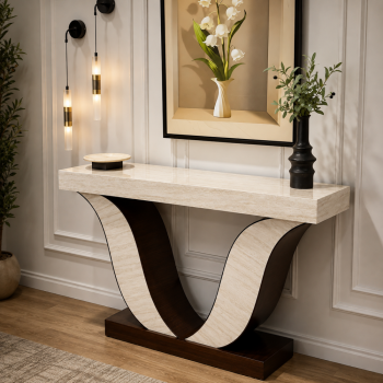 مدخل او طاولة كونسول سطح بديل الرخام  بتصميم كلاسيكي فريد فاخر  150×36 ×90سم