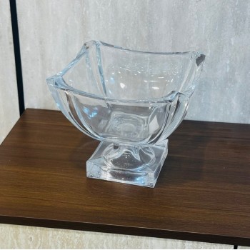وعاء تقديم زجاجي فاخر بقاعدة مرتفعة 17×21×21سم 