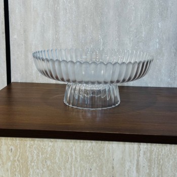 وعاء تقديم زجاجي فاخر بقاعدة مرتفعة 26×26×11سم وعاء تقديم زجاجي فاخر بقاعدة مرتفعة 26×26×11سم
