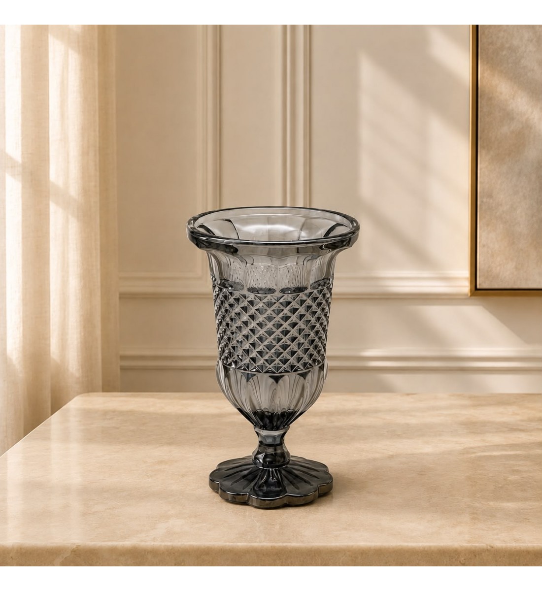 فازة زجاجية بتصميم كلاسيكي فاخر30×17×17سم 