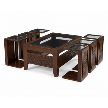 طقم طاولات قهوة وخدمة بتصميم عصري فاخر، 7قطع (منتج تفصيل ) طقم طاولات قهوة وخدمة بتصميم عصري فاخر، 7قطع (منتج تفصيل )