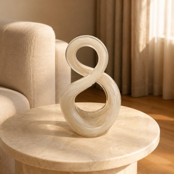 تحفة ديكور زجاجية أنيقة بتصميم فني انسيابي ولمسات عصرية25×13×4سم تحفة ديكور زجاجية أنيقة بتصميم فني انسيابي ولمسات عصرية25×13×4سم