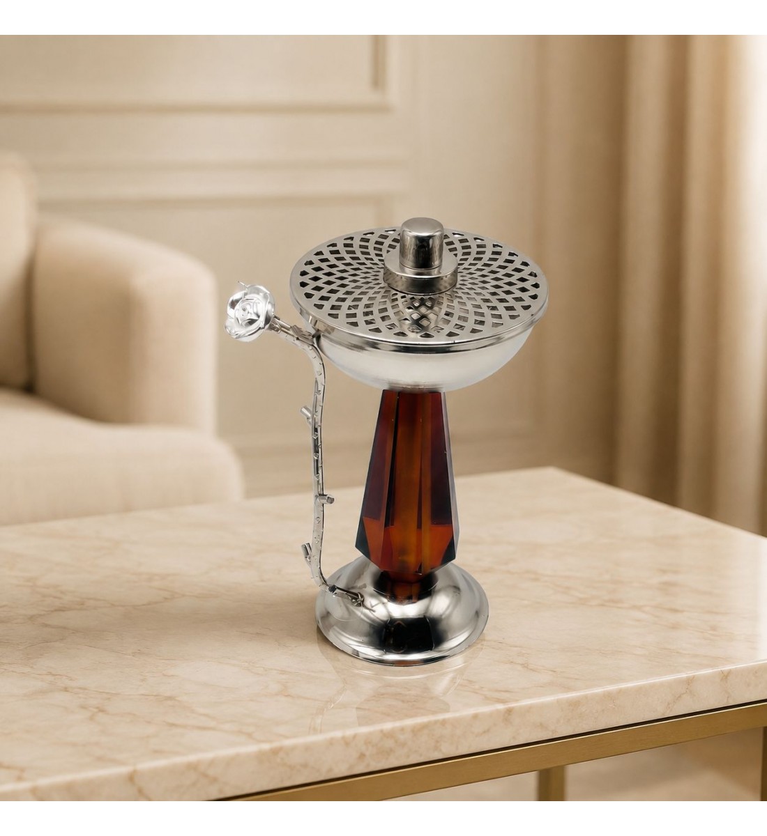 مبخرة فاخرة بتصميم أنيق وعصري، تتميز بهيكل معدني متين يجمع بين الجمال والعملية، 23×14×14سم مبخرة فاخرة بتصميم أنيق وعصري، تتميز بهيكل معدني متين يجمع بين الجمال والعملية، 23×14×14سم