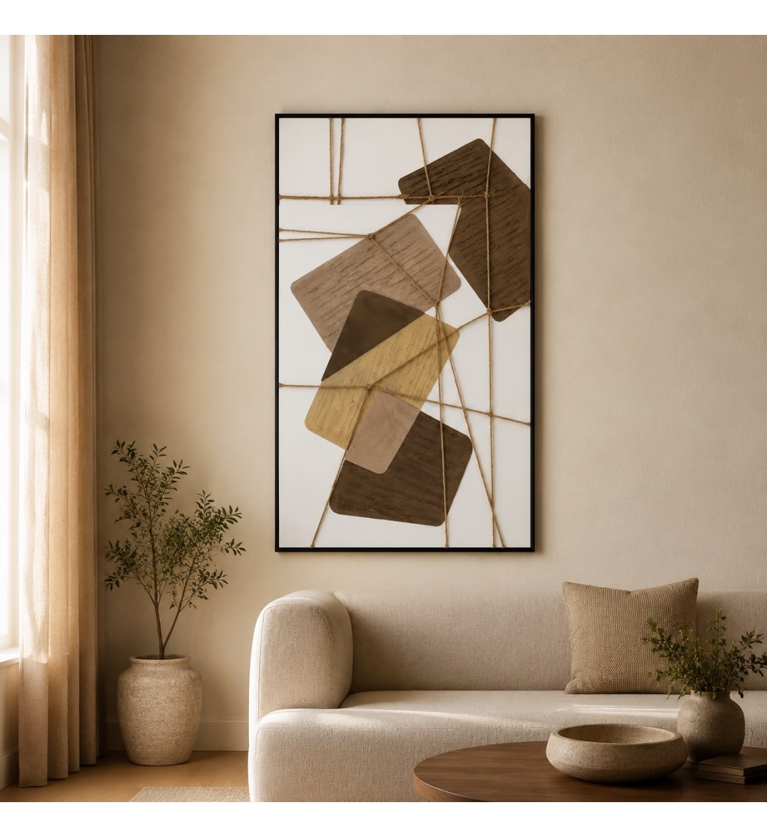 لوحة جدارية فنية بتصميم تجريدي عصري100×70سم 