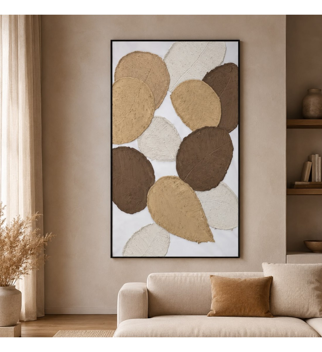 لوحة جدارية فنية بتصميم عصري مستوحى من أوراق النباتات 120×80سم