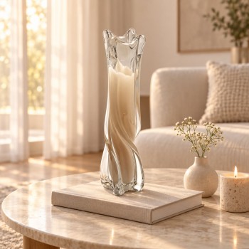 فازه ديكوري زجاجي فاخر انيق جذاب46×7×7سم 