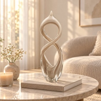 تحفة فنية زجاجية بتصميم انسيابي مستوحى من رمز اللانهاية49×15×9سم 