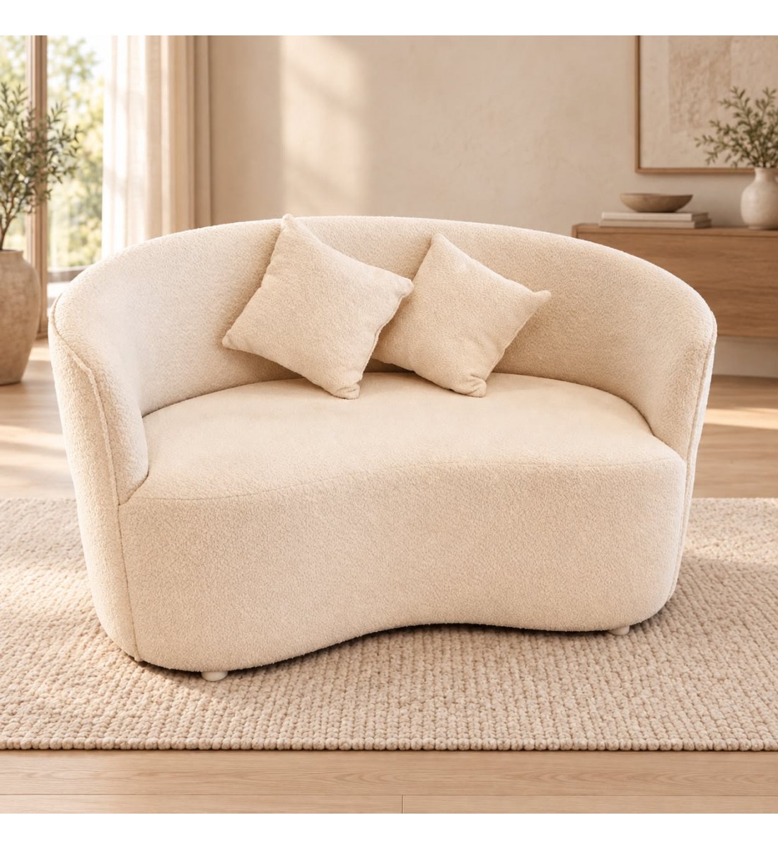 كرسي كنب قماش بتصميم كلاسيك باللون الابيض بمقعدين الطول 140العرض 70 الارتفاع 72سم كرسي كنب قماش بتصميم كلاسيك باللون الابيض بمقعدين الطول 140العرض 70 الارتفاع 72سم