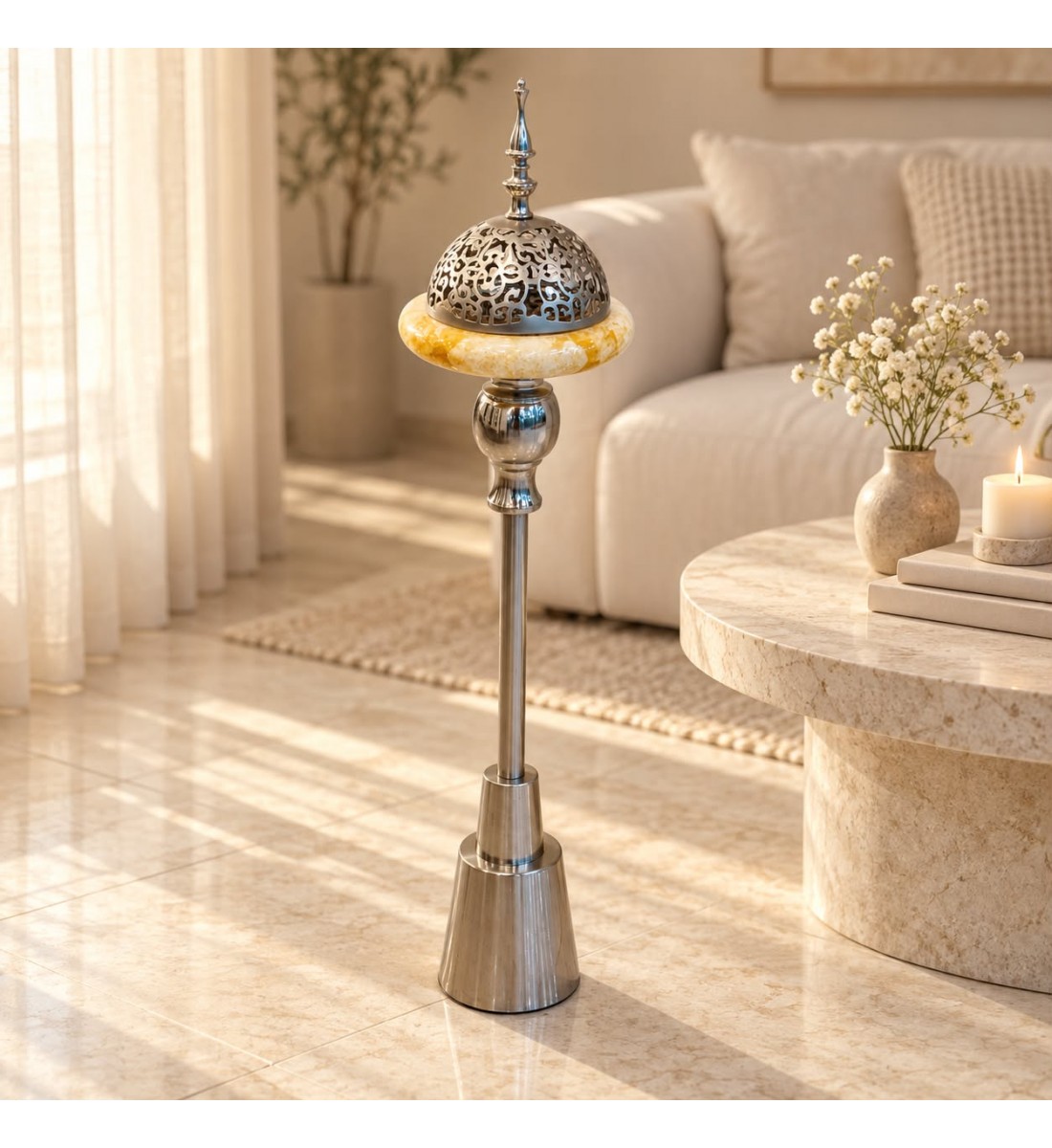 مبخرة ديكور بتصميم أنيق يجمع بين الزخارف المستوحاة من الطابع التراثي65×15×15سم مبخرة ديكور بتصميم أنيق يجمع بين الزخارف المستوحاة من الطابع التراثي65×15×15سم