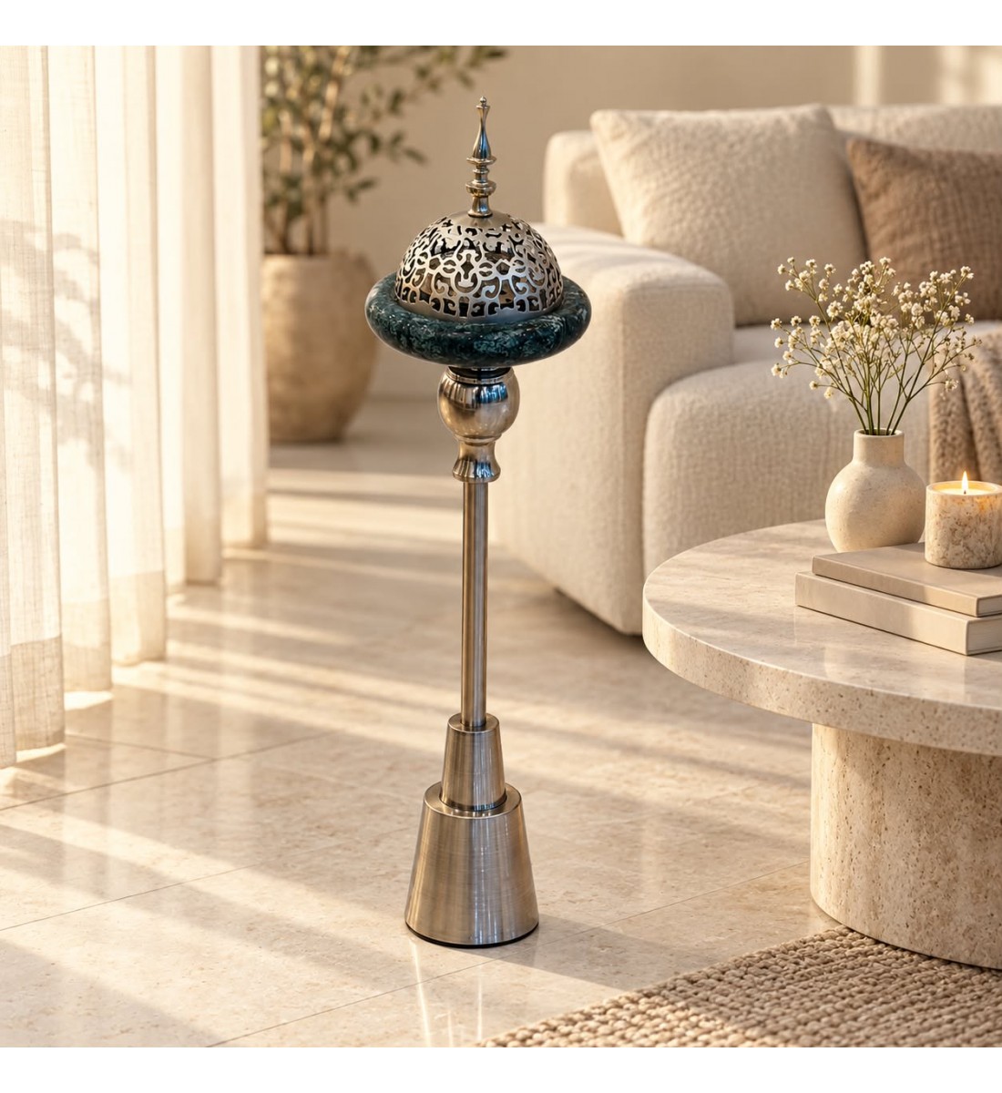 مبخرة ديكور بتصميم أنيق يجمع بين الزخارف المستوحاة من الطابع التراثي65×15×15سم مبخرة ديكور بتصميم أنيق يجمع بين الزخارف المستوحاة من الطابع التراثي65×15×15سم
