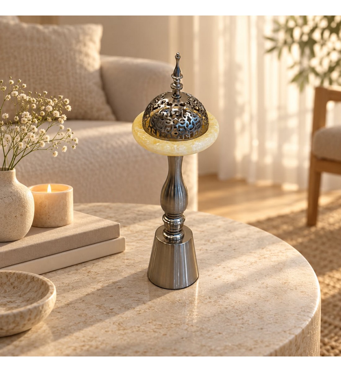 مبخرة ديكور بتصميم أنيق يجمع بين الزخارف المستوحاة من الطابع التراثي50×15×15سم مبخرة ديكور بتصميم أنيق يجمع بين الزخارف المستوحاة من الطابع التراثي50×15×15سم