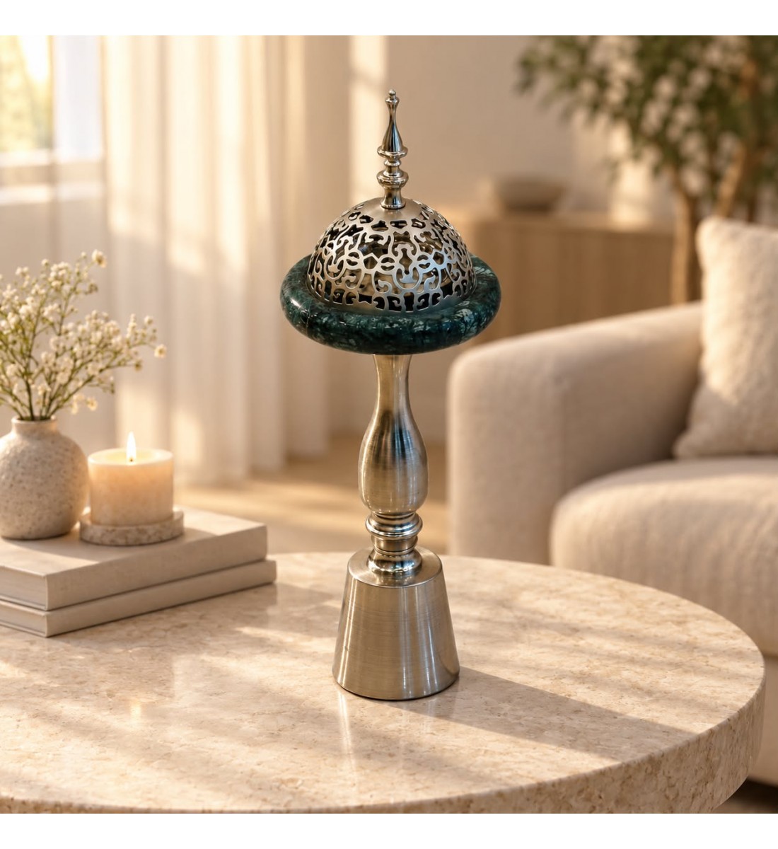 مبخرة ديكور بتصميم أنيق يجمع بين الزخارف المستوحاة من الطابع التراثي50×15×15سم مبخرة ديكور بتصميم أنيق يجمع بين الزخارف المستوحاة من الطابع التراثي50×15×15سم