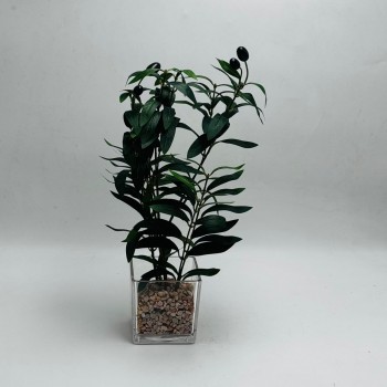 Artificial decorative olive tree with green branches and olives,