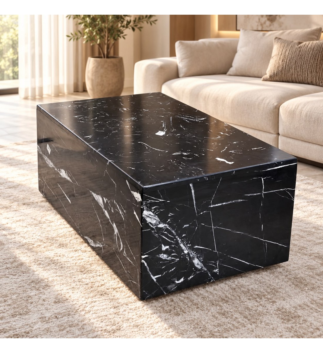 طاولة وسط رخامية فاخرة بتصميم مستطيل مودرن 90×60سم طاولة وسط رخامية فاخرة بتصميم مستطيل مودرن 90×60سم