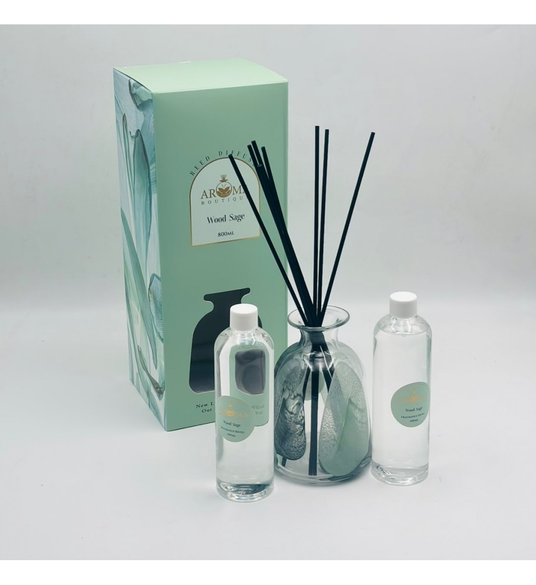 طقم فواحة أعواد عطرية برائحة Wood Sage أروما بوتيك. 800مل طقم فواحة أعواد عطرية برائحة Wood Sage أروما بوتيك. 800مل