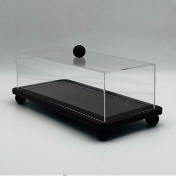 صينية تقديم فاخرة بقاعدة مرتفعة وغطاء شفاف.14×38×18