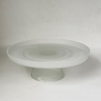 صحن زجاج دائري بتصميم عصري وقاعدة مرتفعة. 32×32×12سم صحن زجاج دائري بتصميم عصري وقاعدة مرتفعة. 32×32×12سم