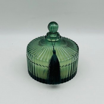 شمعة معطرة بعلبة زجاجية فاخرة وغطاء مزخرف,300جرام